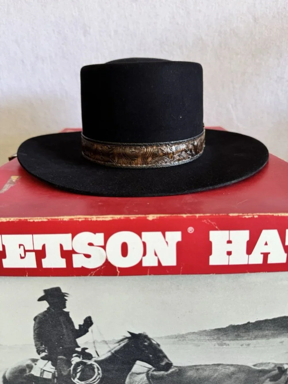 Stetson 3X Beaver Revenger Vintage Black Cowboy Hat Sz 7